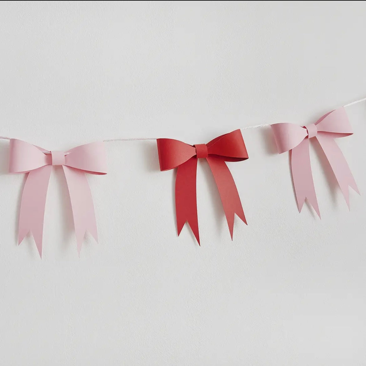 3D Bow Garland - Pink & Red Christmas Party Banner