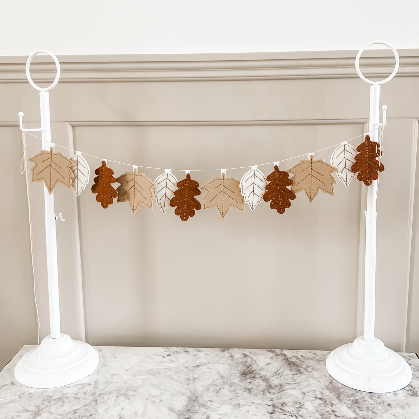 Gold Stitched Fall Leaves Felt Banner