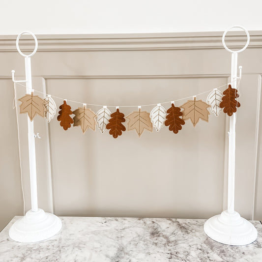 Gold Stitched Fall Leaves Felt Banner