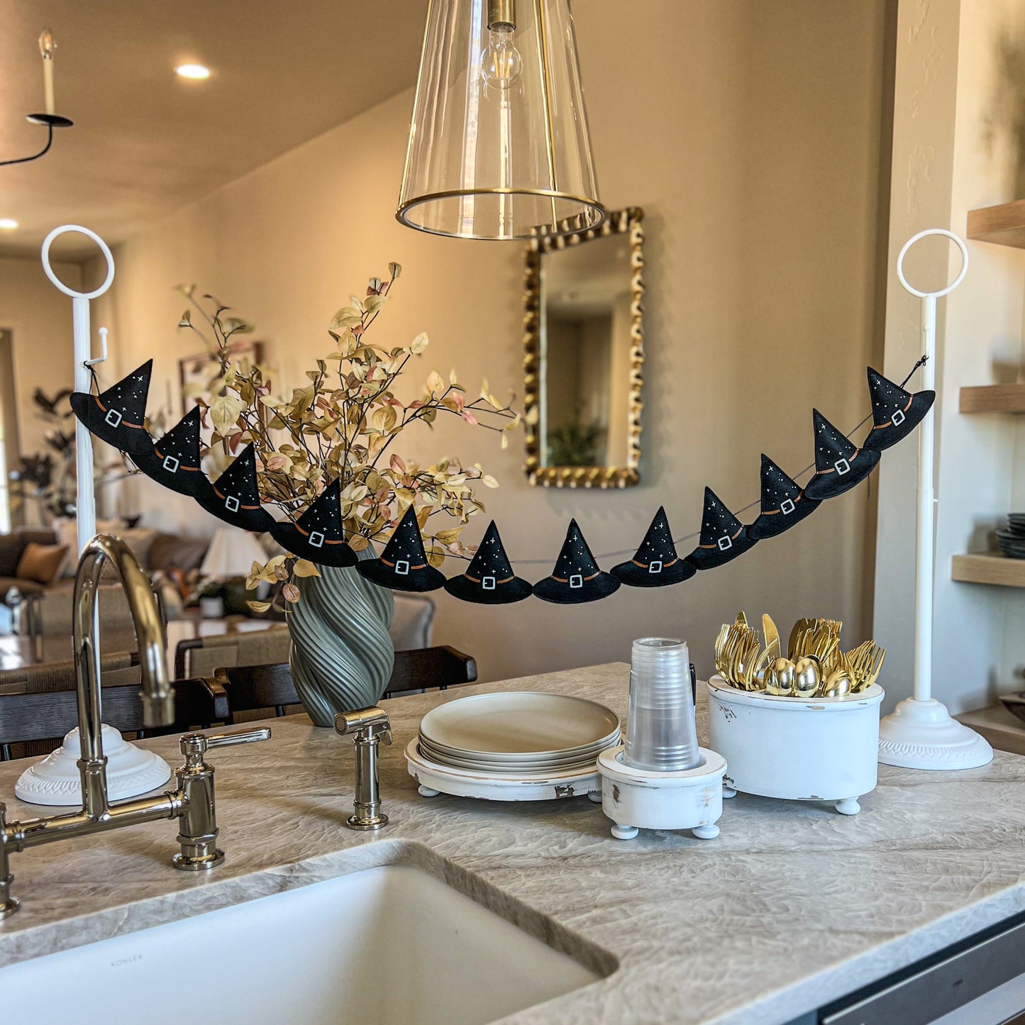 Puffy Felt Halloween Witch Hat Banner (Adjustable)