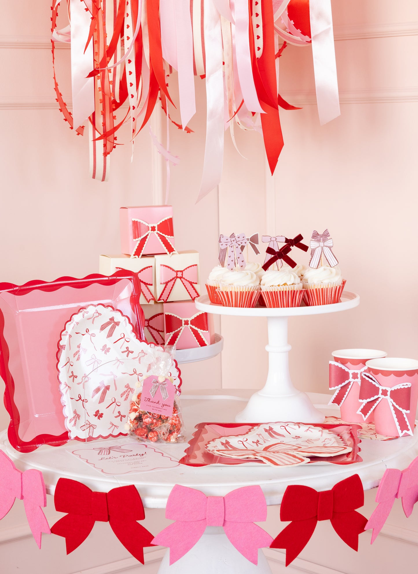 Red & Pink Felt Bow Banner