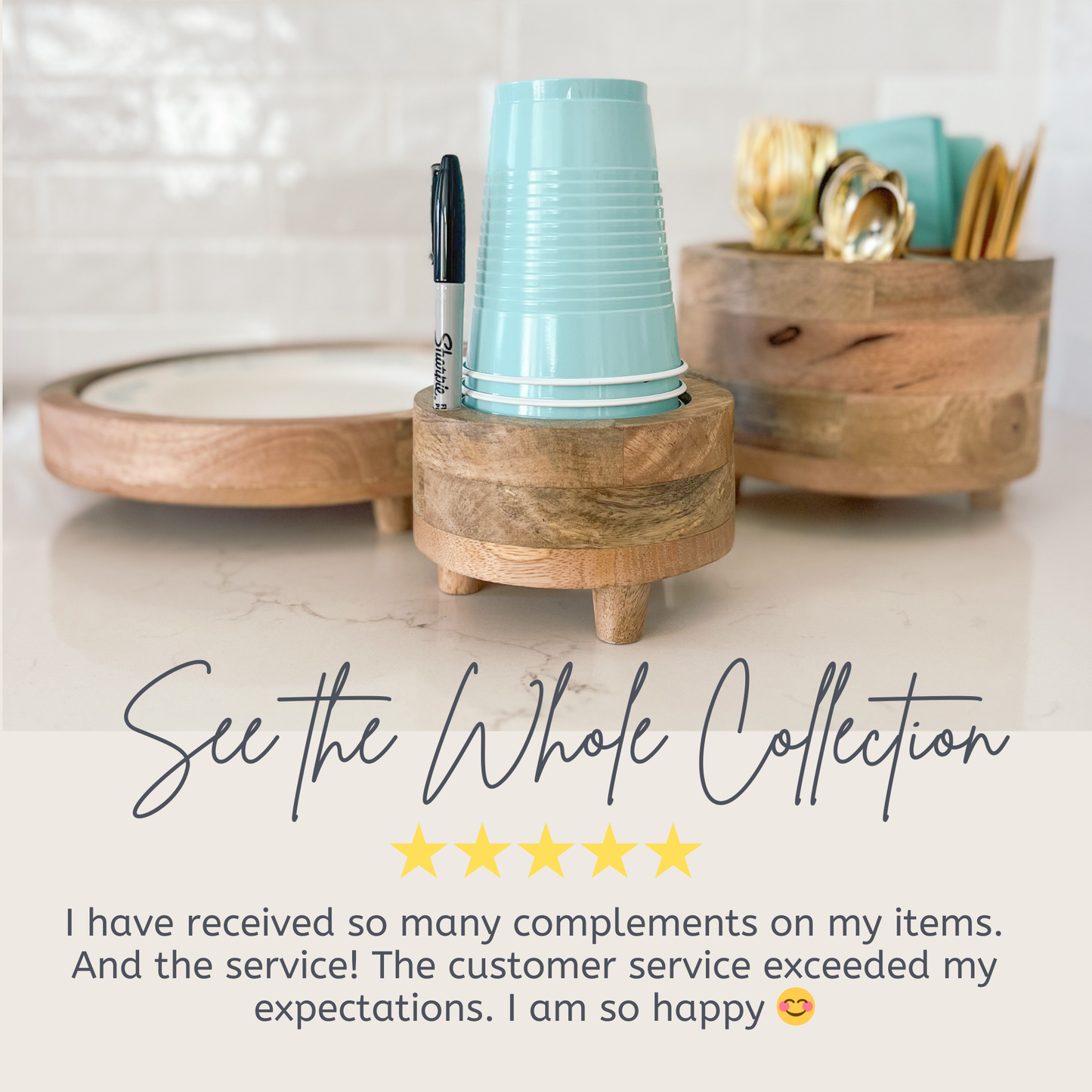 Party & Celebration I'm a Natural Cup Holder with Marker Slot entertaining hosting wood serveware