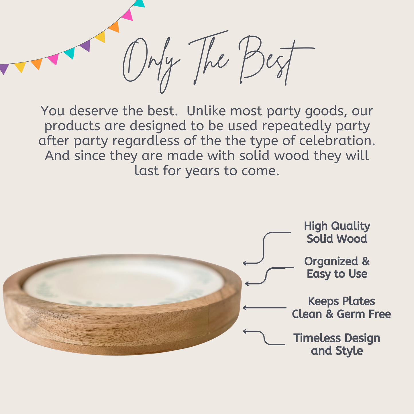 Party & Celebration I'm a Natural Plate Holder entertaining hosting wood serveware