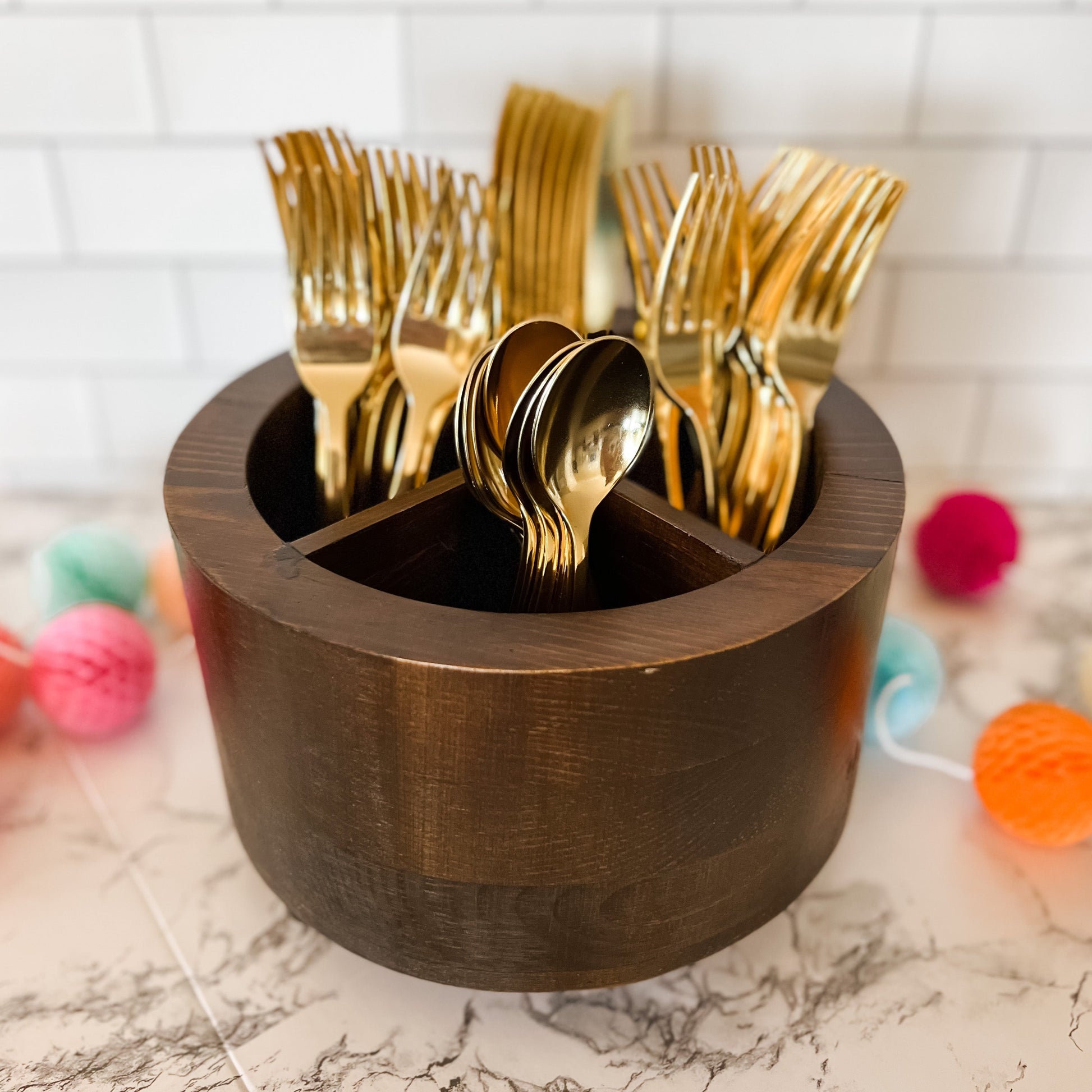 Party & Celebration Let's Celebrate! Utensil Caddy entertaining hosting wood serveware