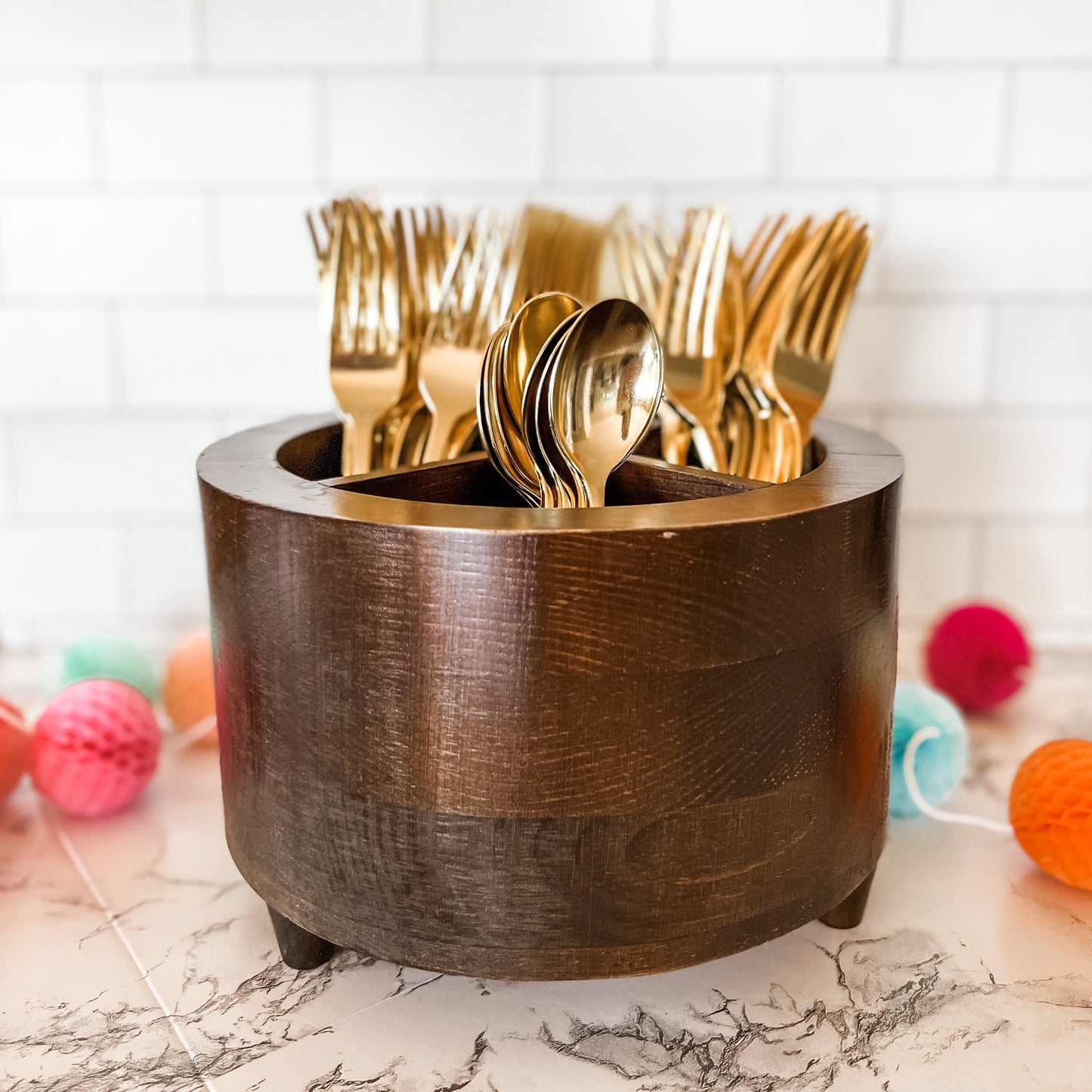 Party & Celebration Let's Celebrate! Utensil Caddy entertaining hosting wood serveware