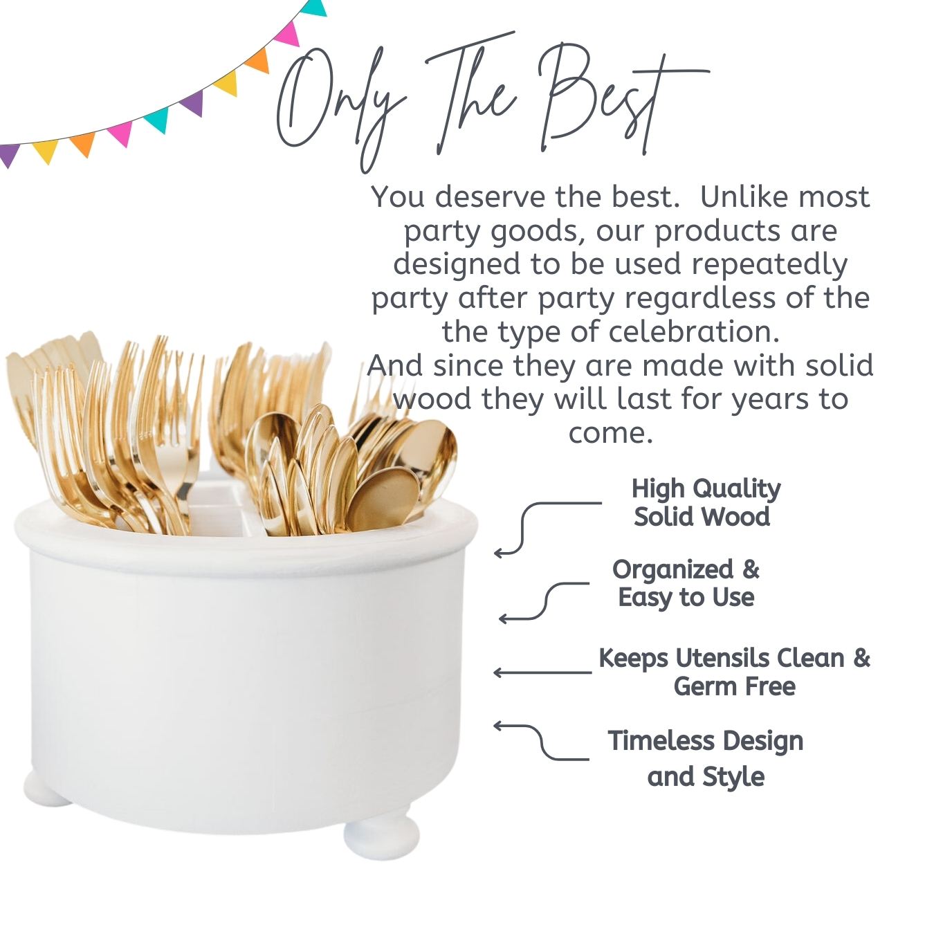 Party & Celebration So Classy Utensil Caddy entertaining hosting wood serveware