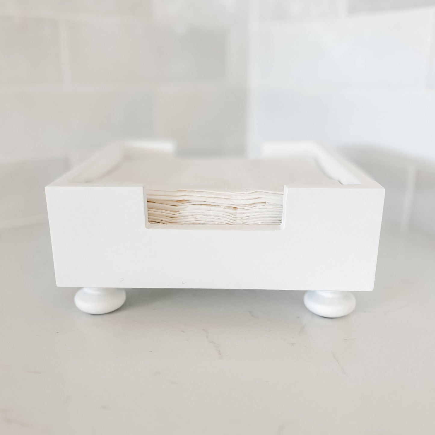 Party & Celebration White - No Distressing Classy Napkin Holder entertaining hosting wood serveware