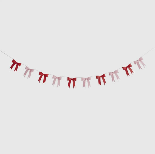 3D Bow Garland - Pink & Red Christmas Party Banner