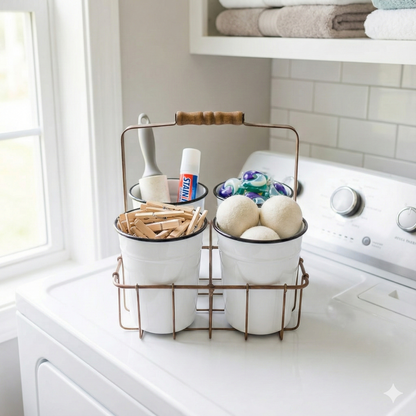 So Farmhouse Enamel Bucket Caddy