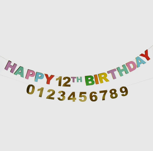 Colorful Personalized Age Birthday Banner Set