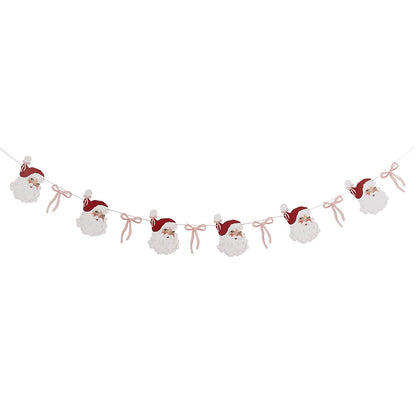 Vintage Santa & Bow Garland - Christmas Party Banner