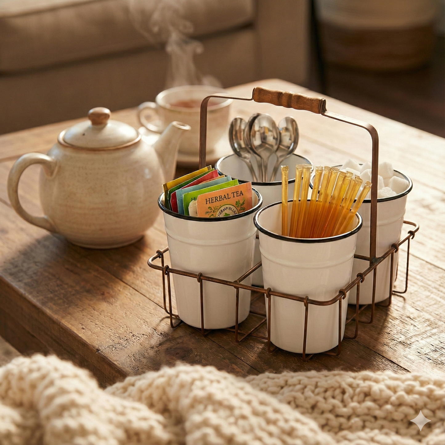 So Farmhouse Enamel Bucket Caddy