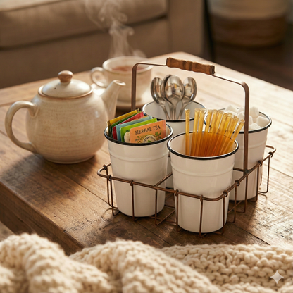 So Farmhouse Enamel Bucket Caddy