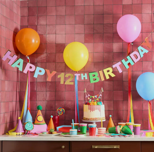 Colorful Personalized Age Birthday Banner Set