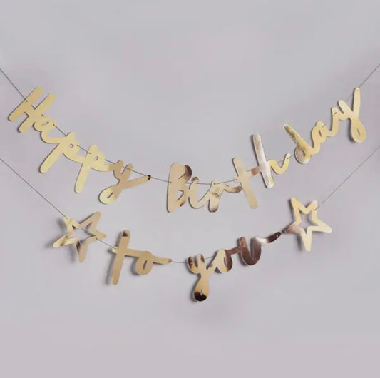 Shimmer and Shine Gold Birthday Banner