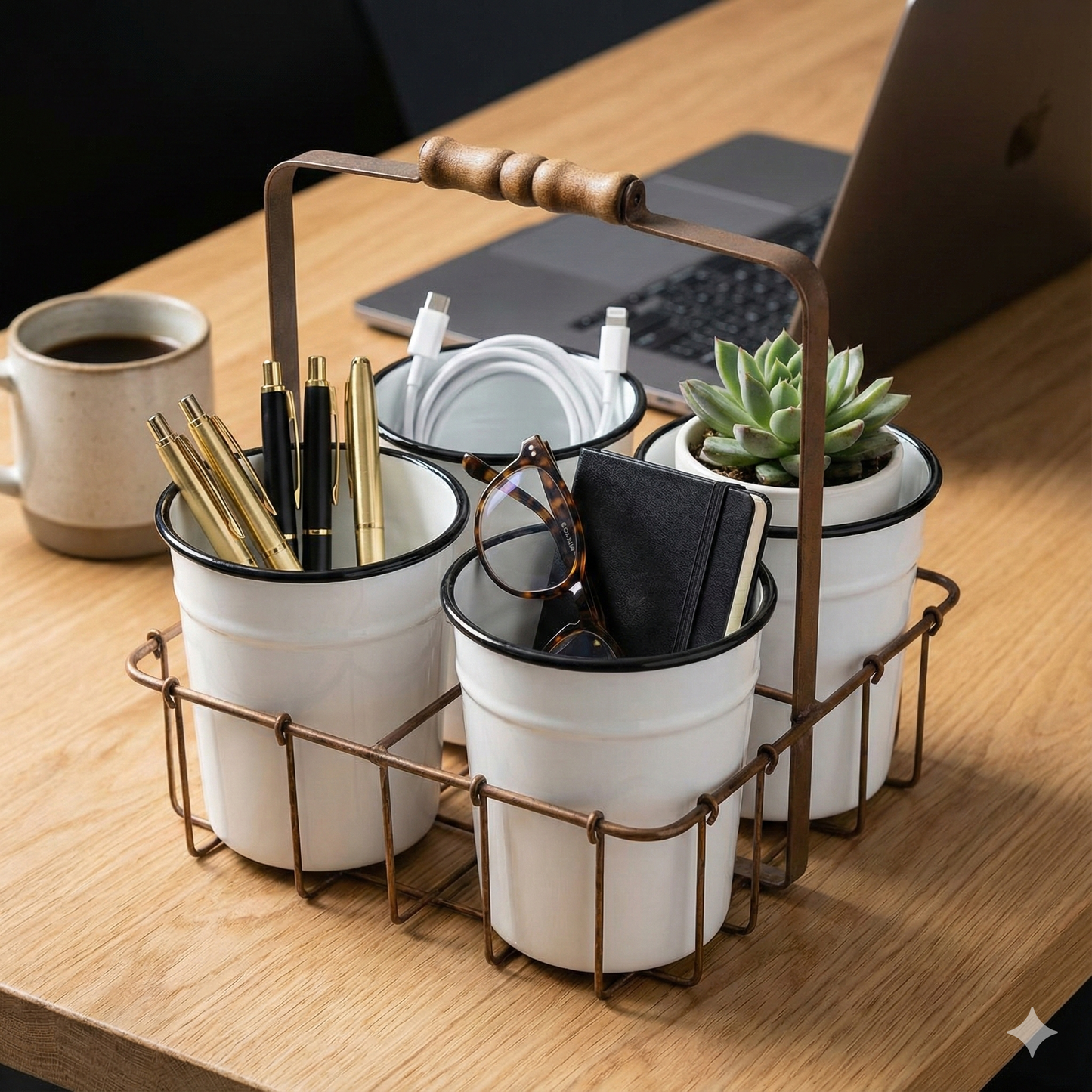 So Farmhouse Enamel Bucket Caddy