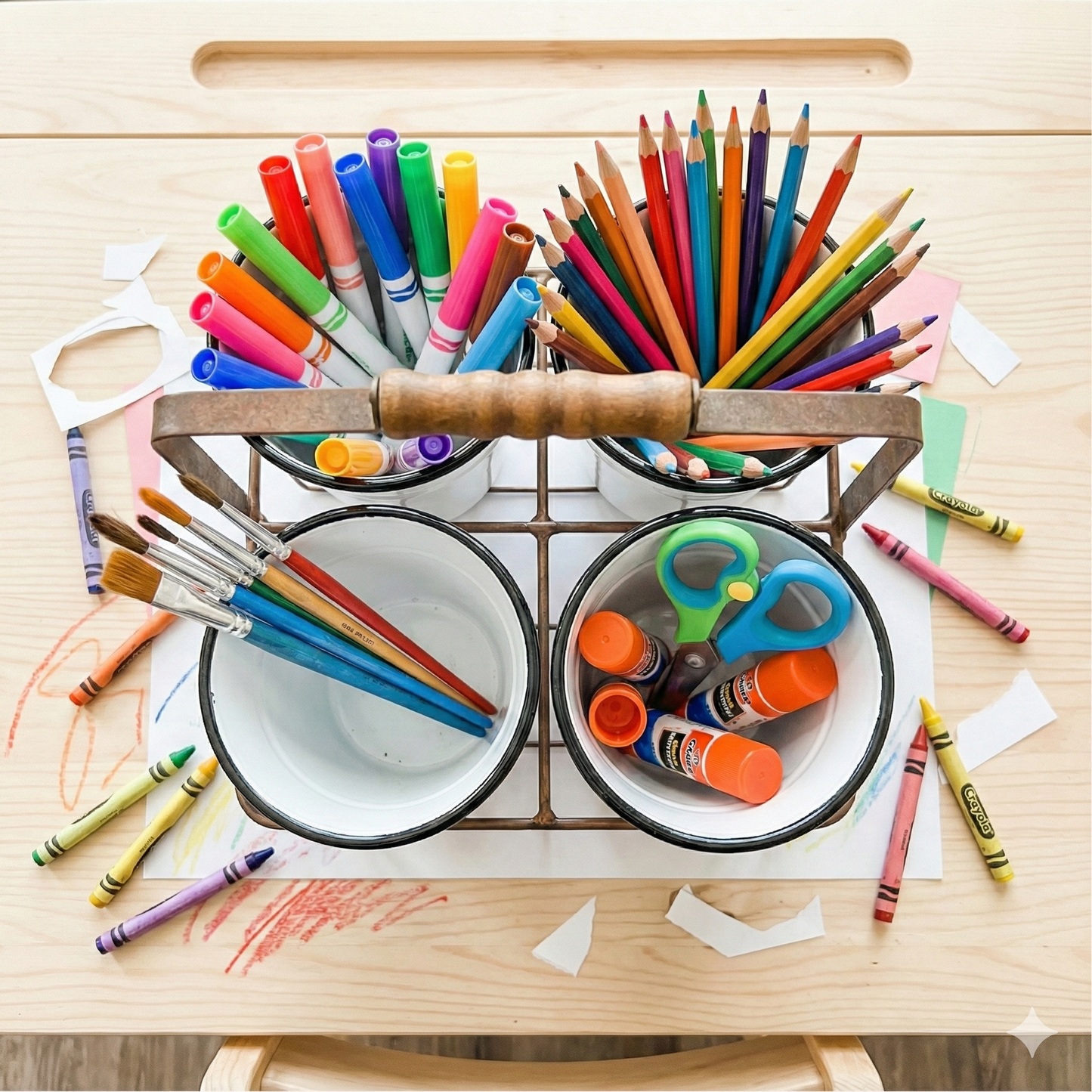 So Farmhouse Enamel Bucket Caddy