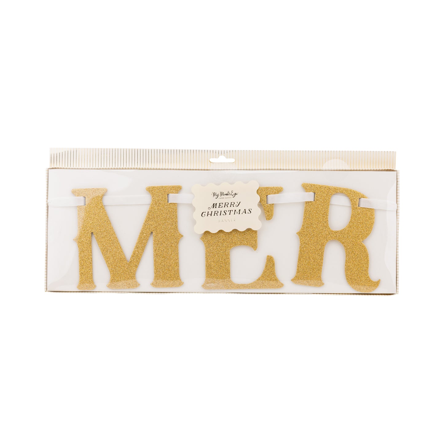 Merry Christmas Glitter Banner - Gold Chipboard Letter Garland
