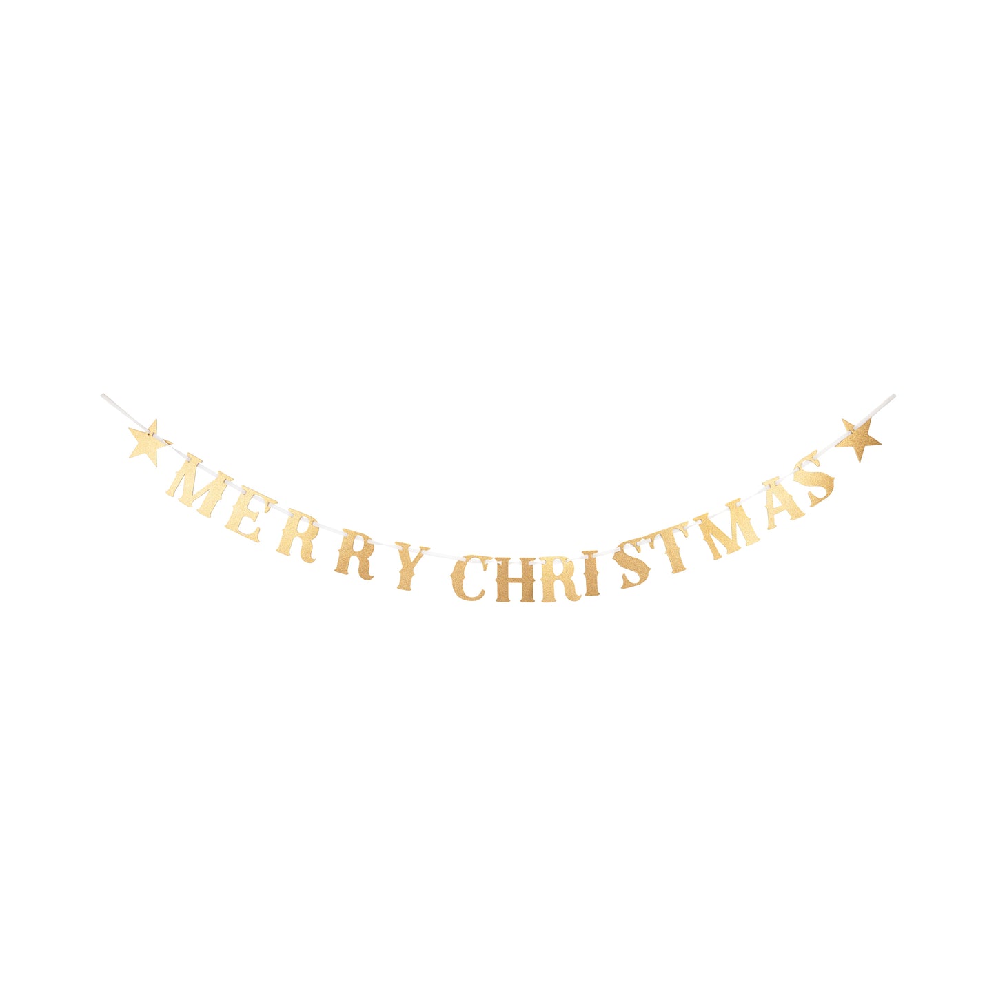 Merry Christmas Glitter Banner - Gold Chipboard Letter Garland