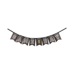 black banner with black ribbon with the ouline of white sports letters that spells GAME DAY with a football.  Used to decorate for Football Games on Game Day!