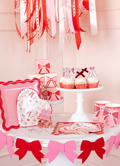 Red & Pink Felt Bow Banner