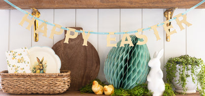 Happy Easter Glitter Banner - Gold Chipboard Letter Garland