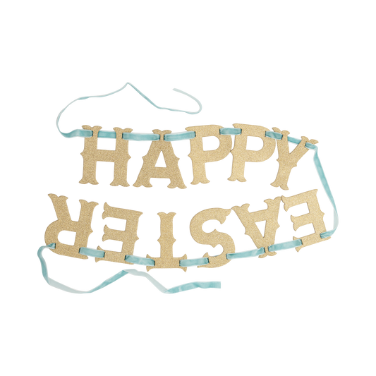 Happy Easter Glitter Banner - Gold Chipboard Letter Garland