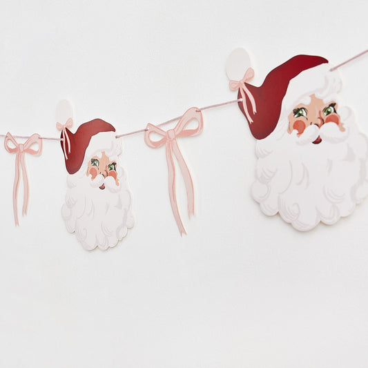 Vintage Santa & Bow Garland - Christmas Party Banner