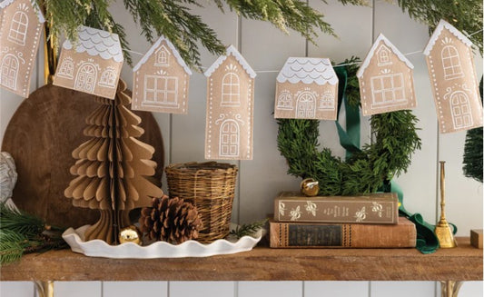 Gingerbread Houses Felt Garland - Puffy Holiday Banner