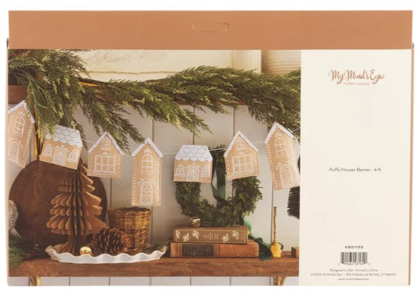 Gingerbread Houses Felt Garland - Puffy Holiday Banner