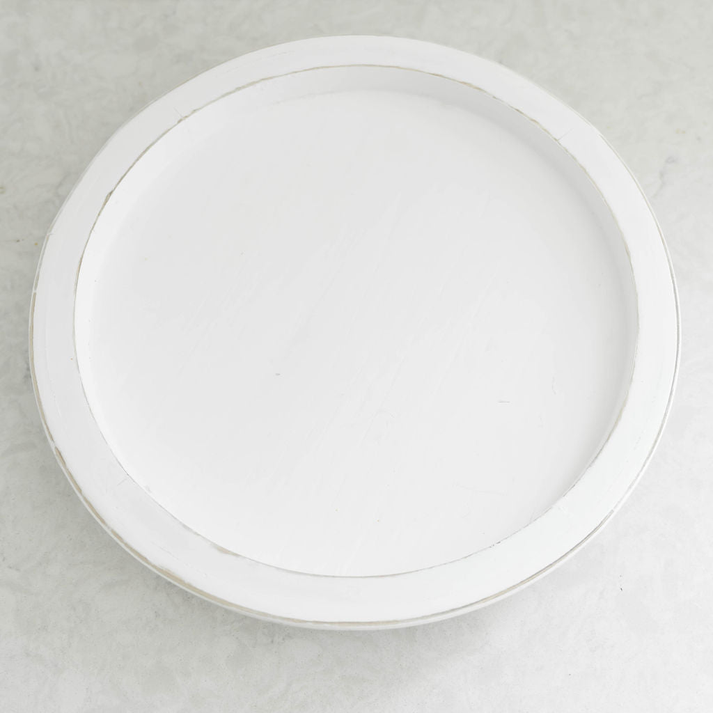 Decorative Trays Farmhouse Round Tray entertaining hosting wood serveware