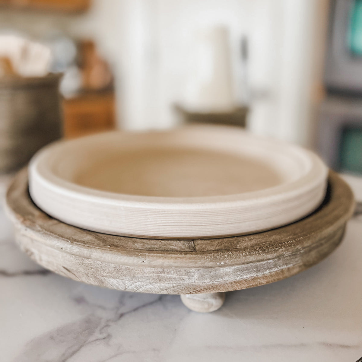 Decorative Trays Farmhouse Round Tray entertaining hosting wood serveware