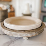 Decorative Trays Farmhouse Round Tray entertaining hosting wood serveware