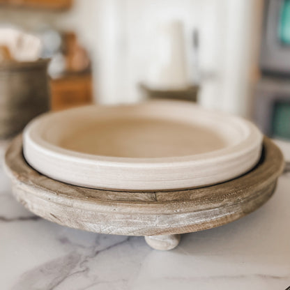 Decorative Trays Farmhouse Round Tray entertaining hosting wood serveware