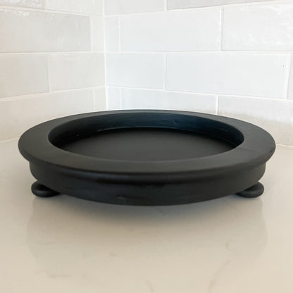 Party & Celebration Black - No Distressing Classy Bowl & Dessert Plate Holder entertaining hosting wood serveware