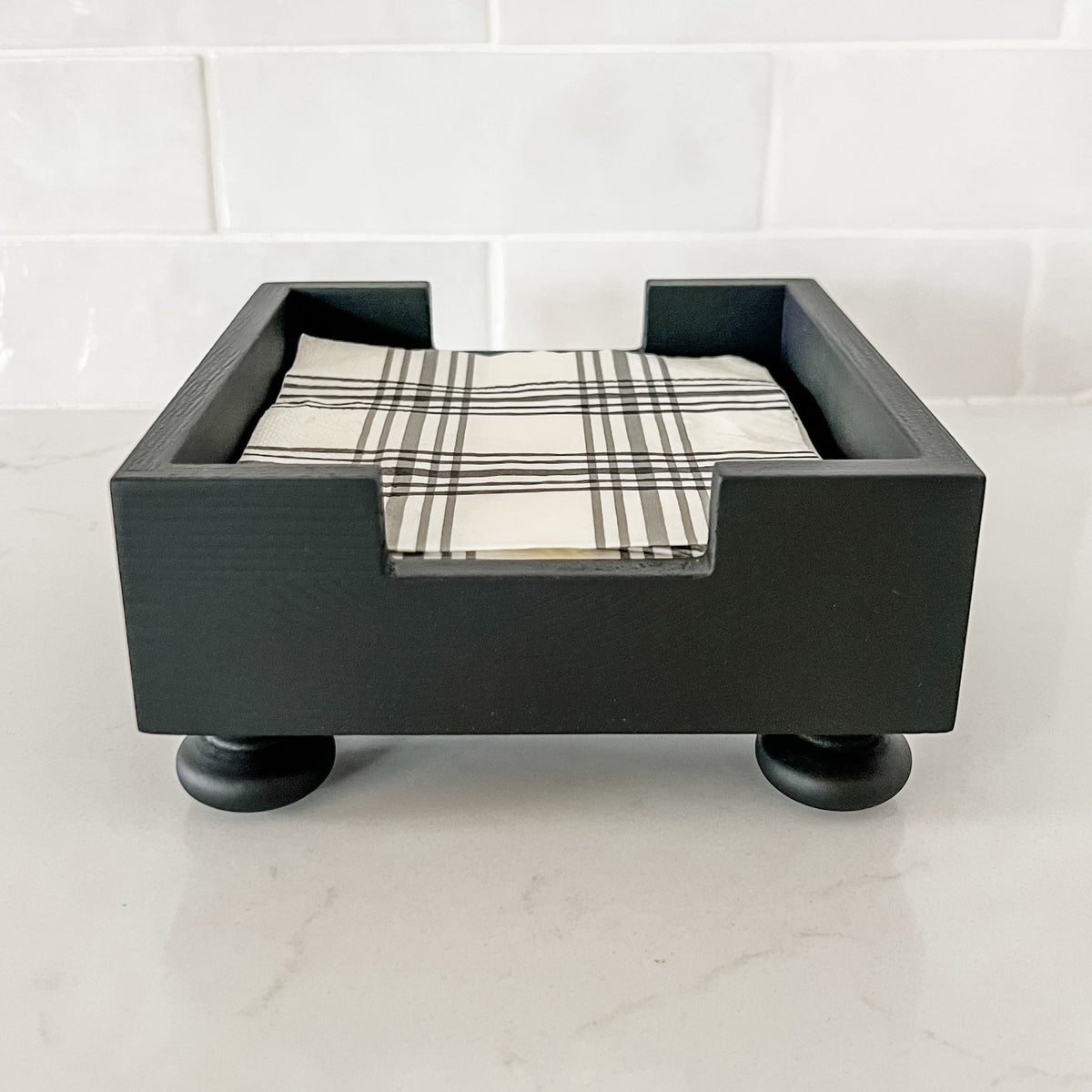 Party & Celebration Black Non Distressed Classy Beverage Napkin Holder entertaining hosting wood serveware