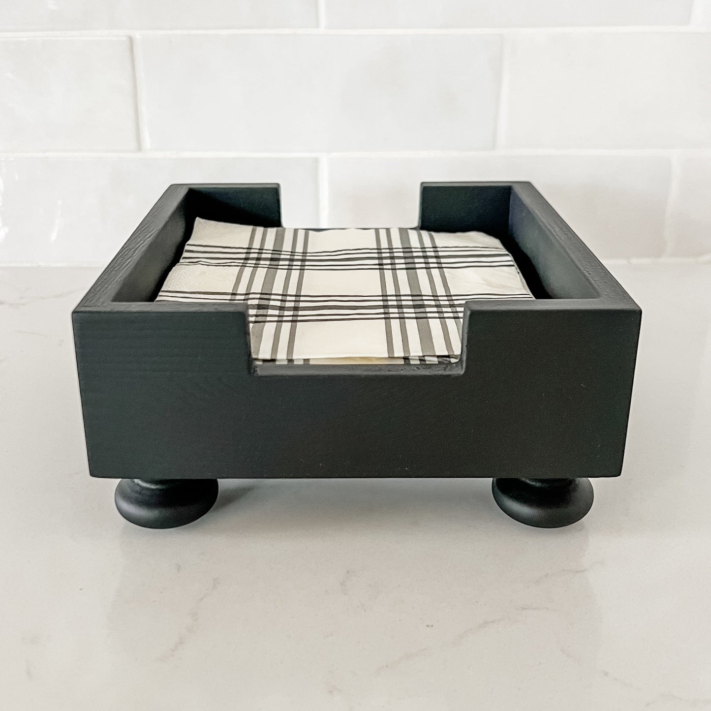 Party & Celebration Black Non Distressed Classy Beverage Napkin Holder entertaining hosting wood serveware