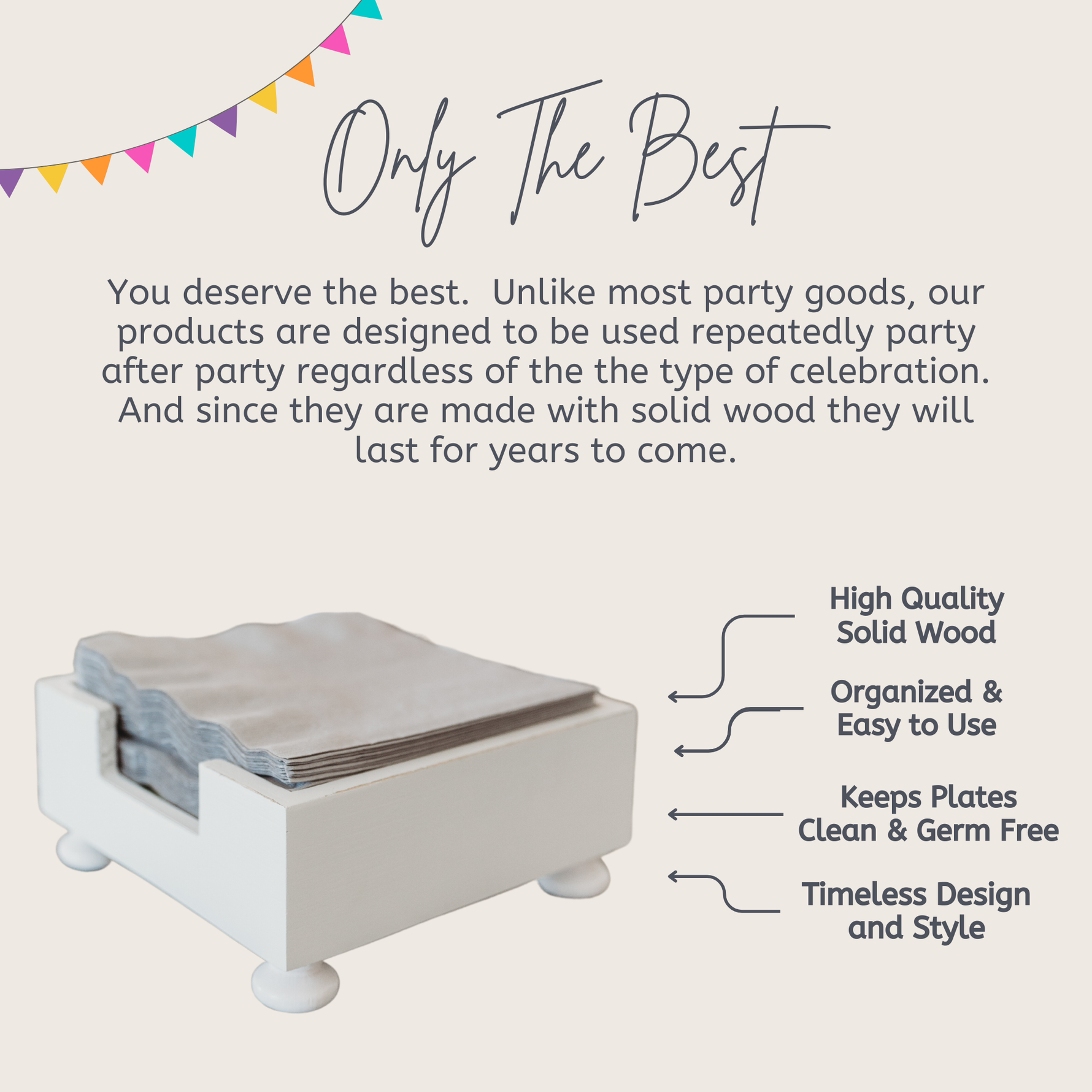 Party & Celebration Classy Beverage Napkin Holder entertaining hosting wood serveware