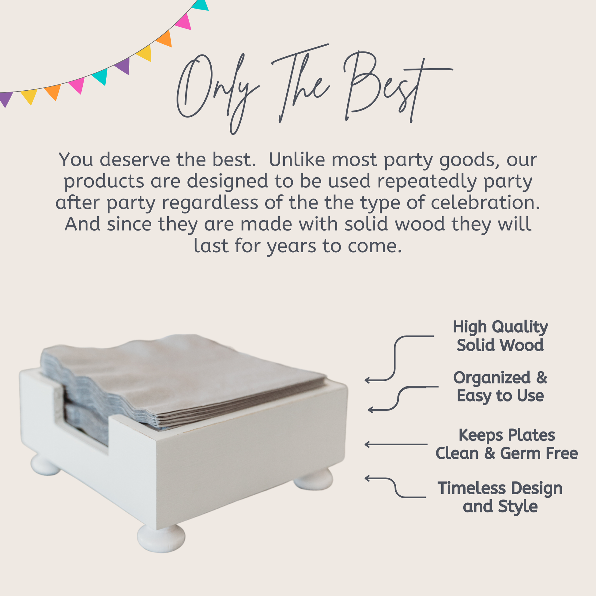 Party & Celebration Classy Beverage Napkin Holder entertaining hosting wood serveware