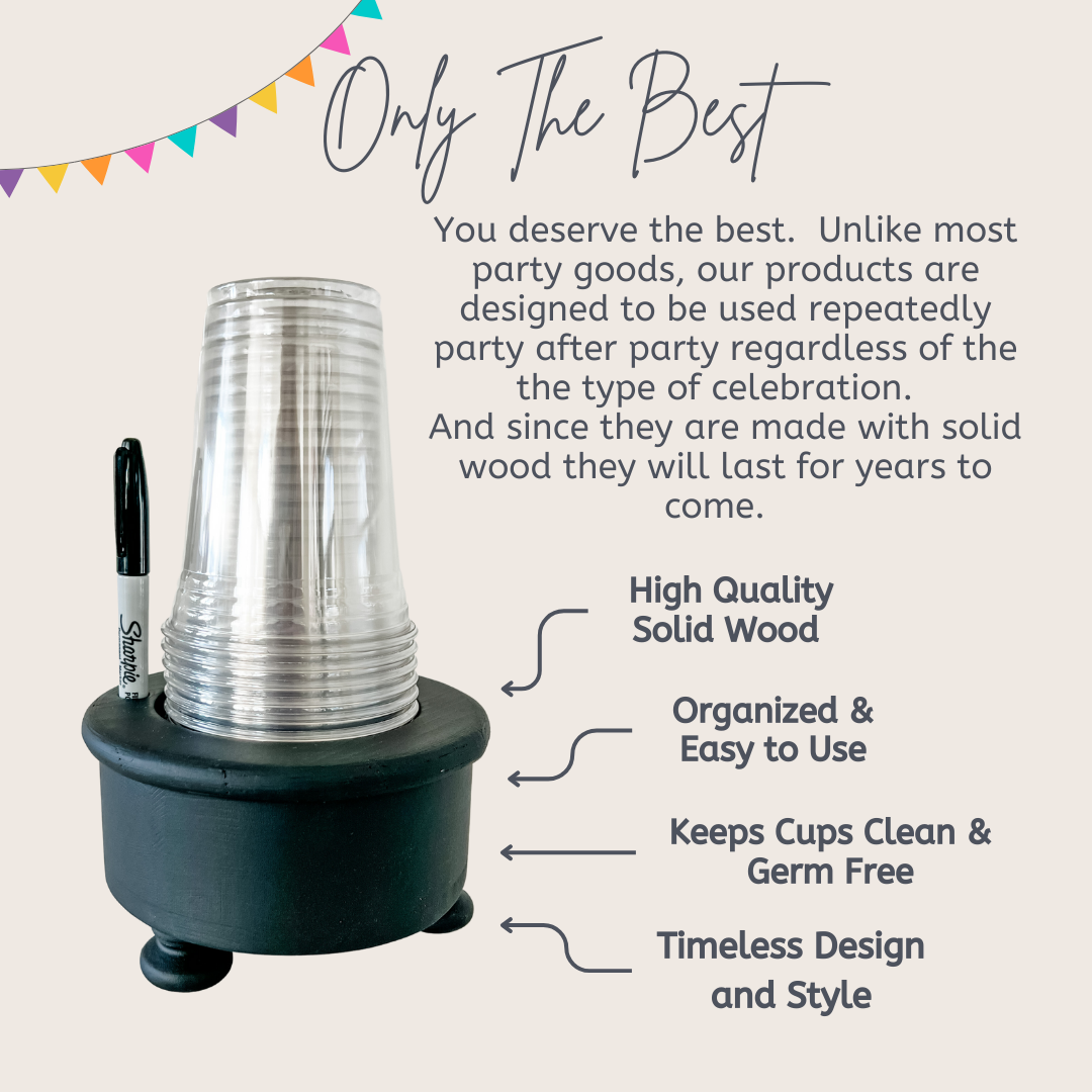 Party & Celebration I'm Classy Cup Holder with Marker Slot entertaining hosting wood serveware