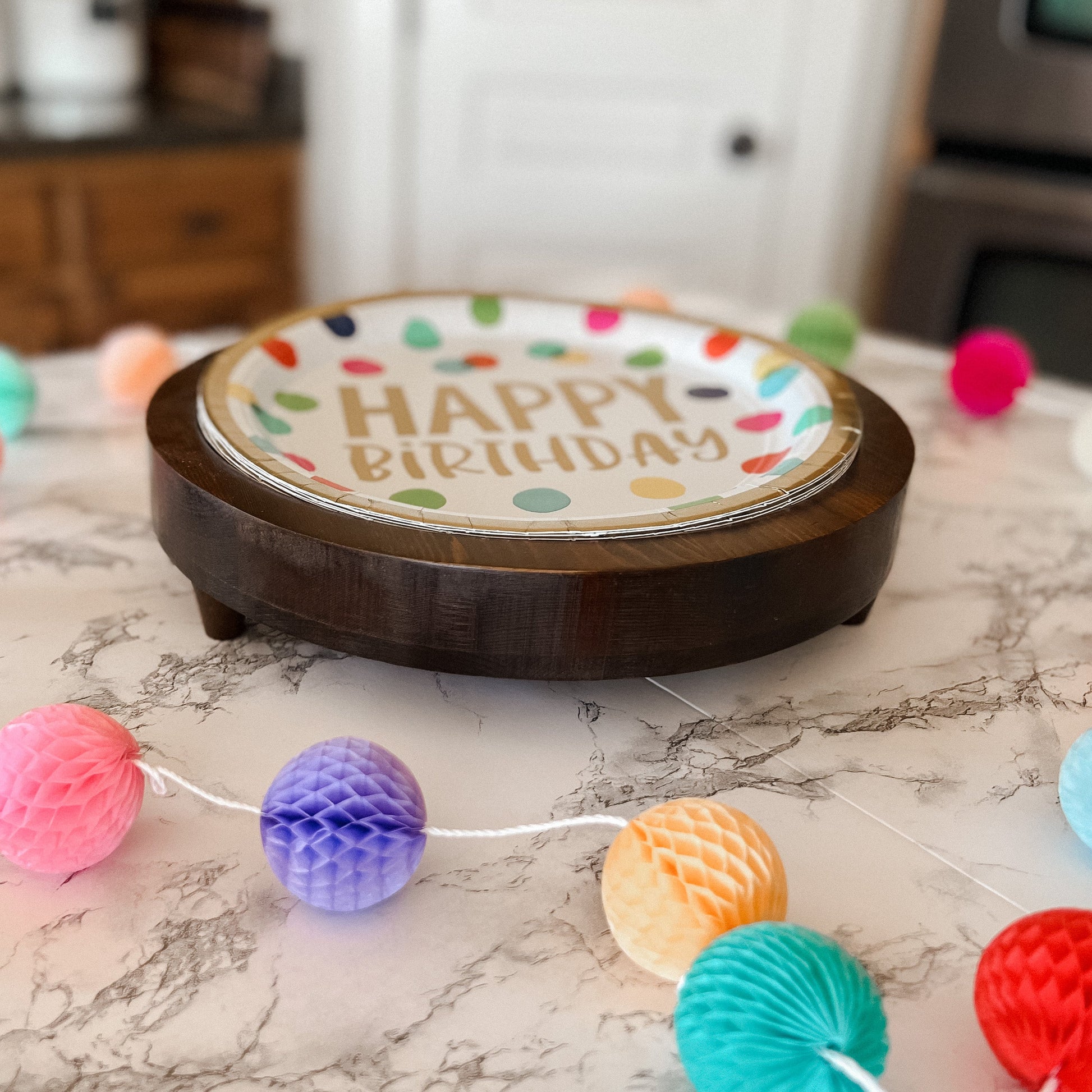 Party & Celebration Let's Celebrate! Plate Holder entertaining hosting wood serveware
