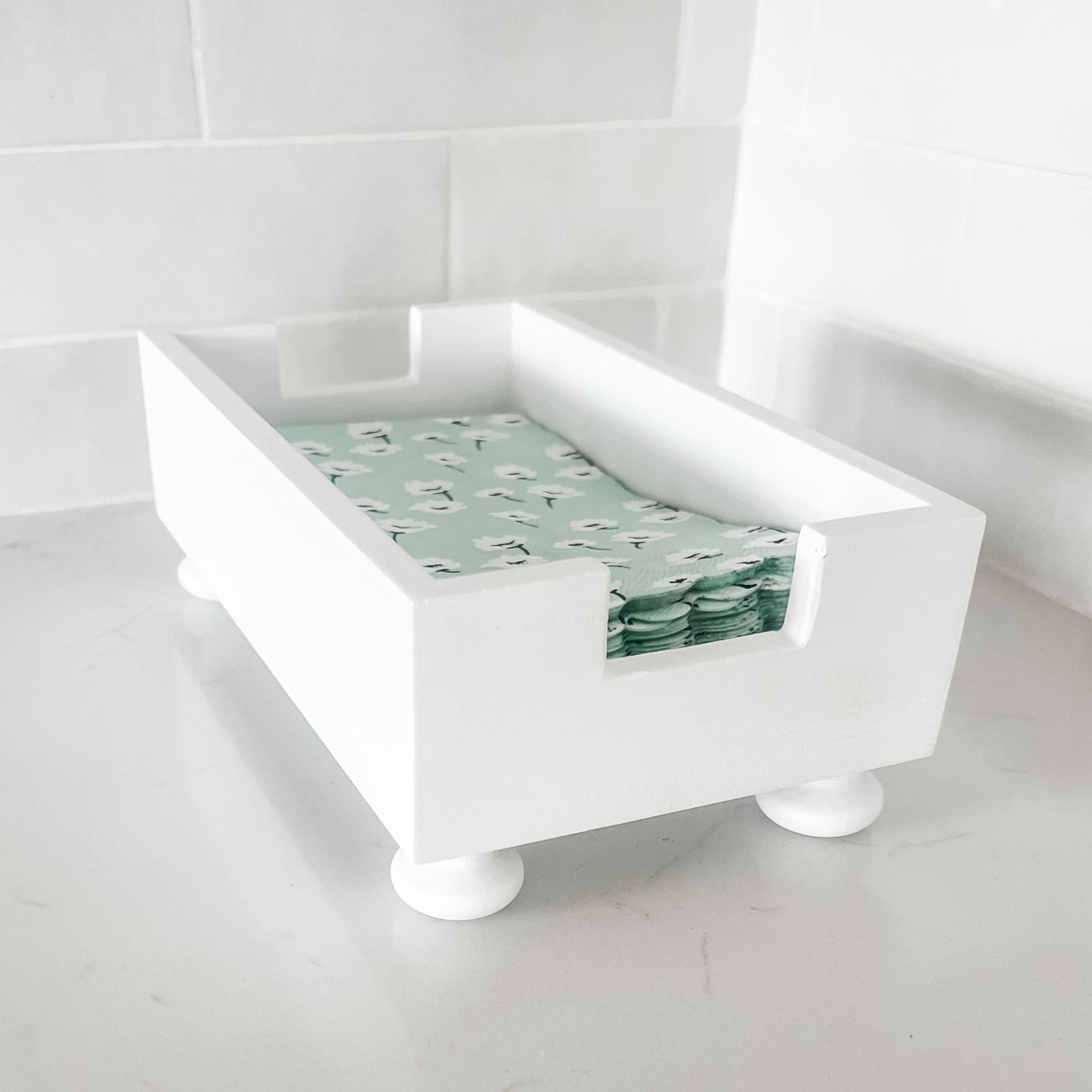 Party & Celebration White Non-Distressed Classy Towelette Holder entertaining hosting wood serveware