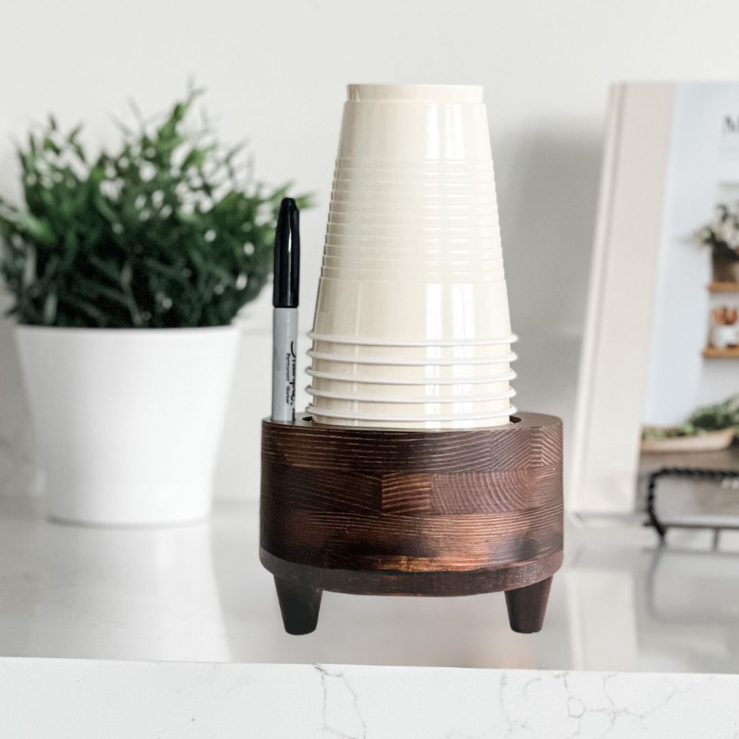 Storage Let's Celebrate! Cup Holder with Marker Slot entertaining hosting wood serveware