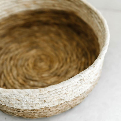 Storage Two-toned Seagrass Rope Clutter Made Cute Sea Grass Rope Baskets - Set of 2 entertaining hosting wood serveware