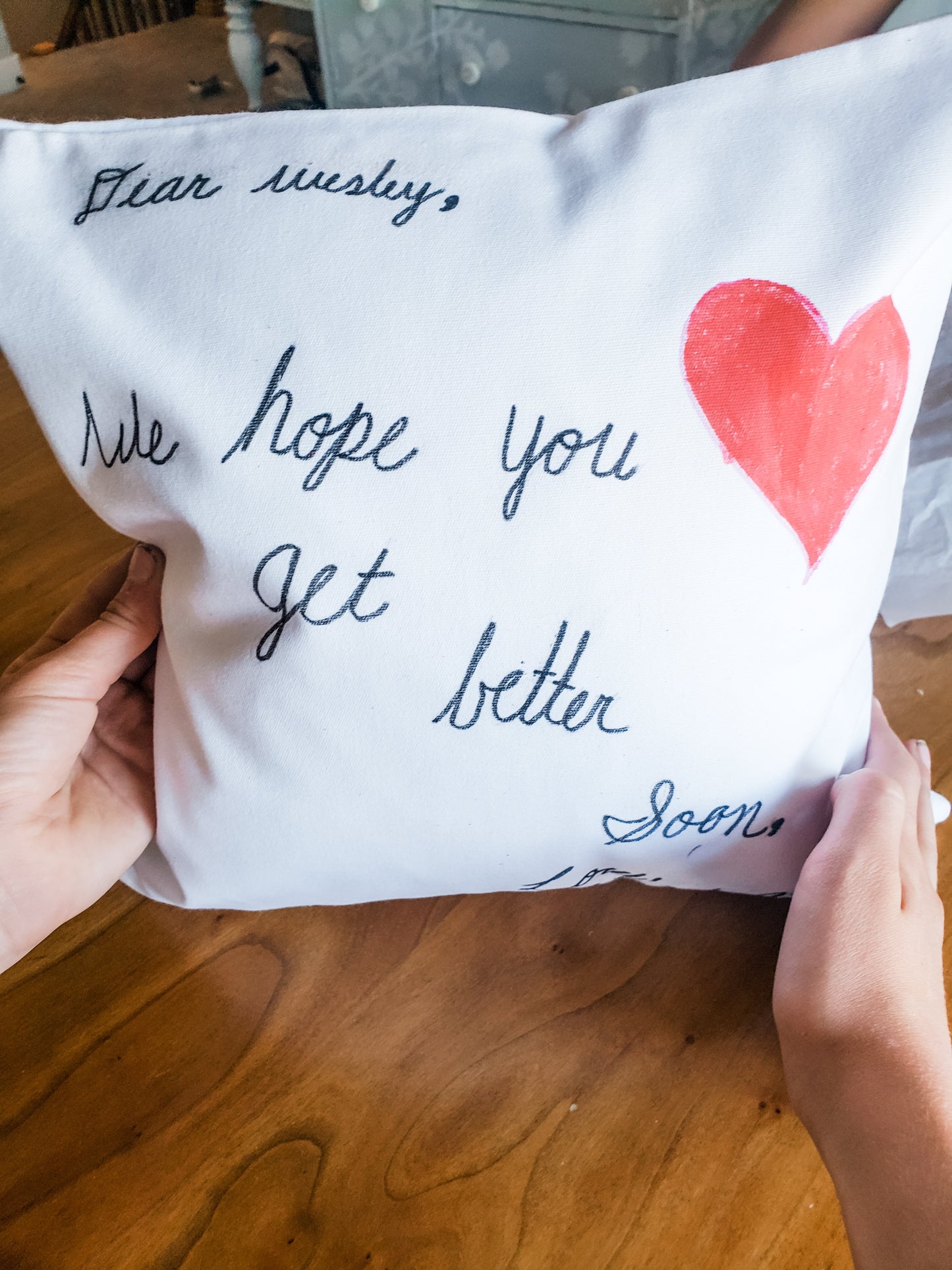 pillow cover "My Hug-Away" Pillow Cover with Markers entertaining hosting wood serveware