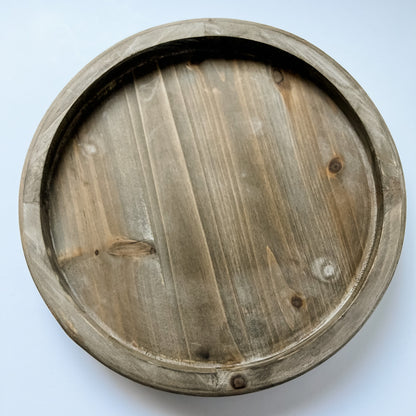 Decorative Trays Farmhouse Round Tray entertaining hosting wood serveware