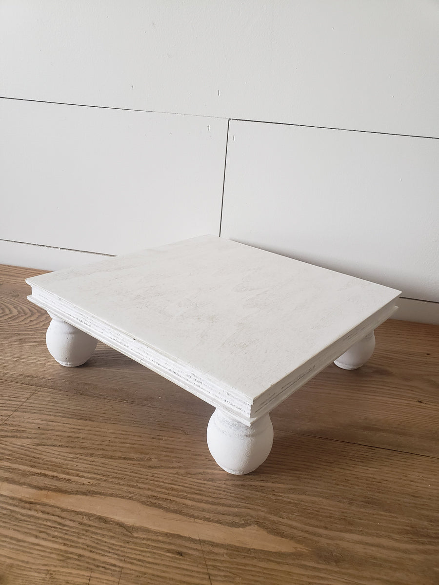 Distressed White Raise Me Up Elevated Server entertaining hosting wood serveware