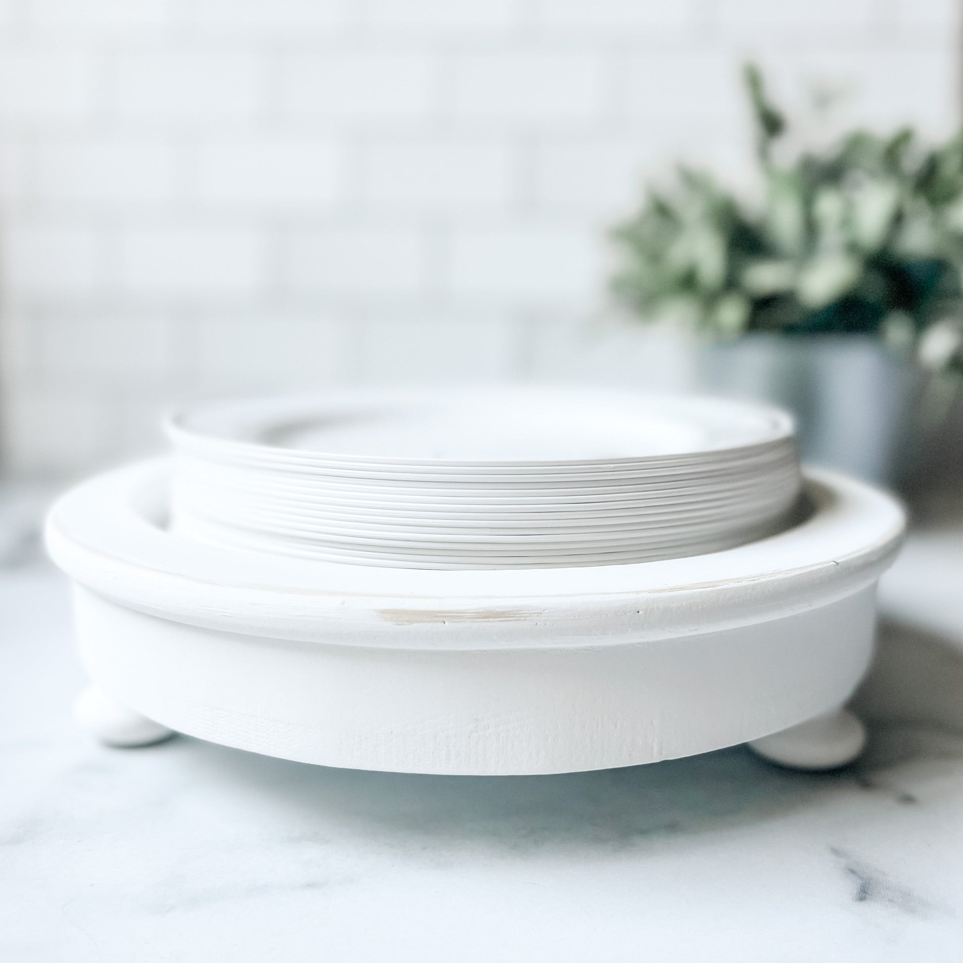 Party & Celebration Classy Bowl & Dessert Plate Holder entertaining hosting wood serveware