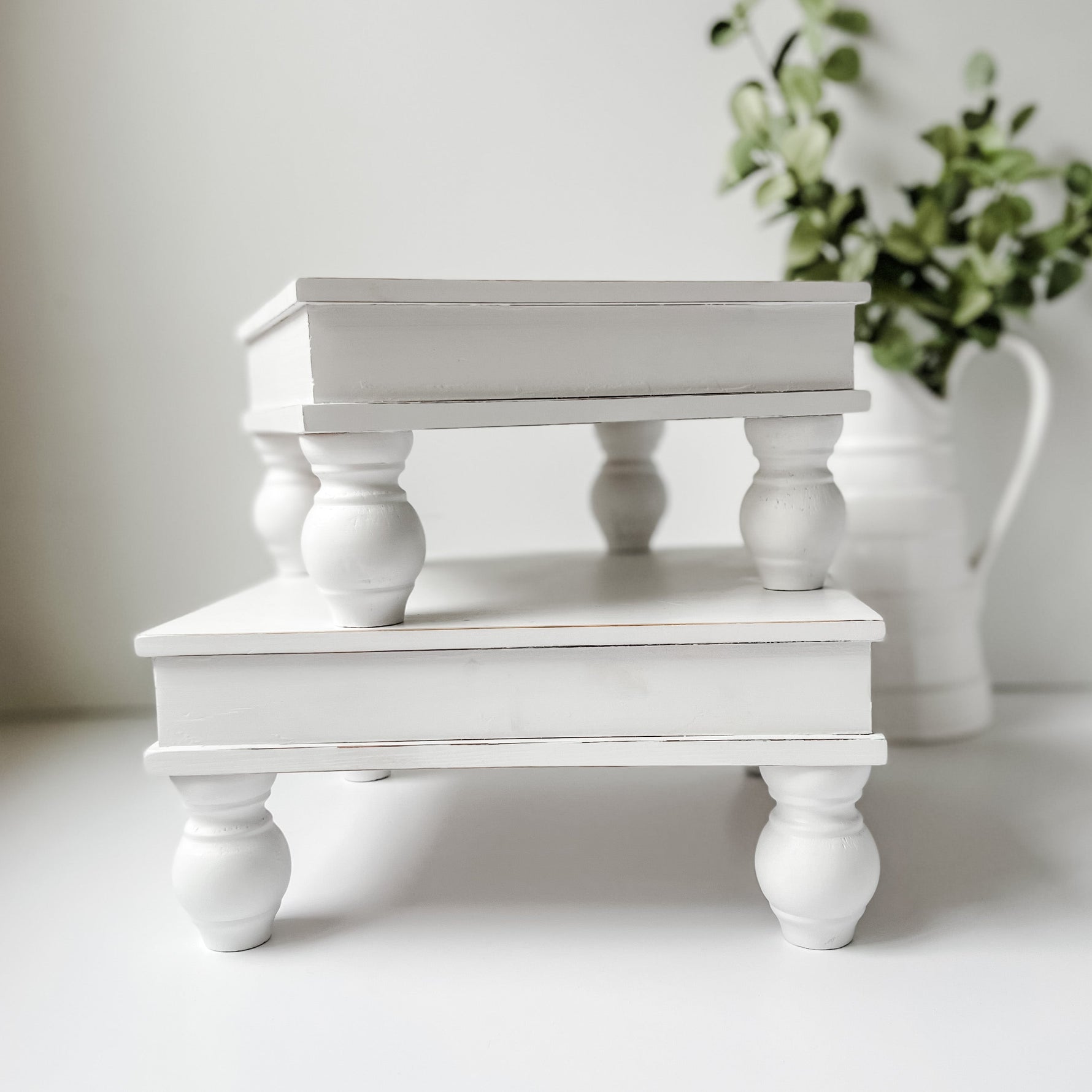 Party & Celebration White - light distressing Raise Me Up Elevated Server II (Set of 2) entertaining hosting wood serveware