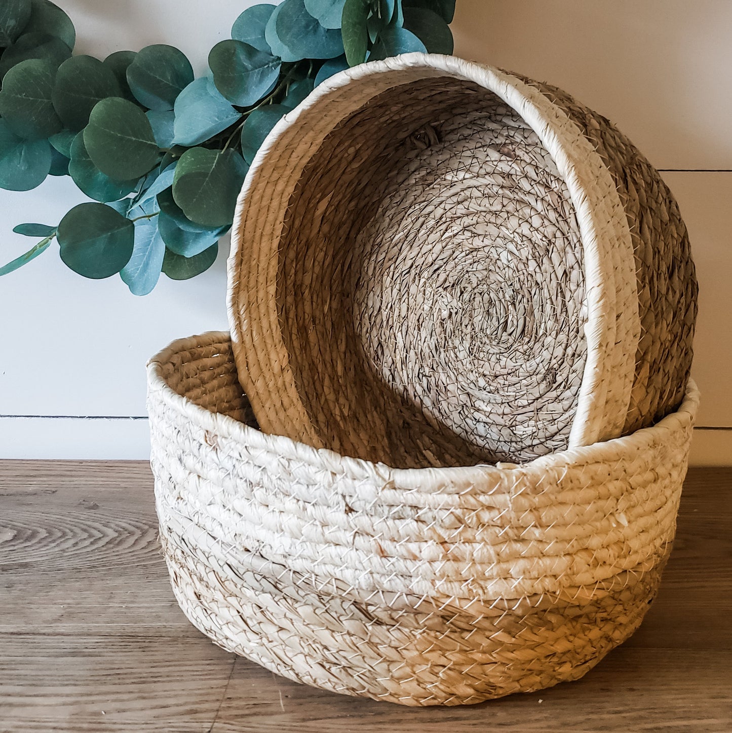 Storage Clutter Made Cute Sea Grass Rope Baskets - Set of 2 entertaining hosting wood serveware